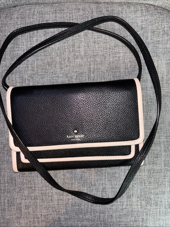 kate spade Handbags - kate spade Black Pebbled Leather Crossbody with Cream Trim